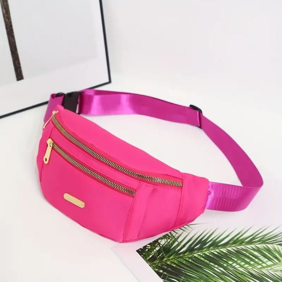 BibbleBobble Handbags - NWOT-Hot Pink Nylon Fanny Pack Belt Bag